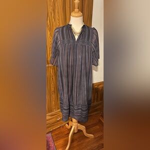 Lucky Brand Navy Multicolored Boho Patterned Dress